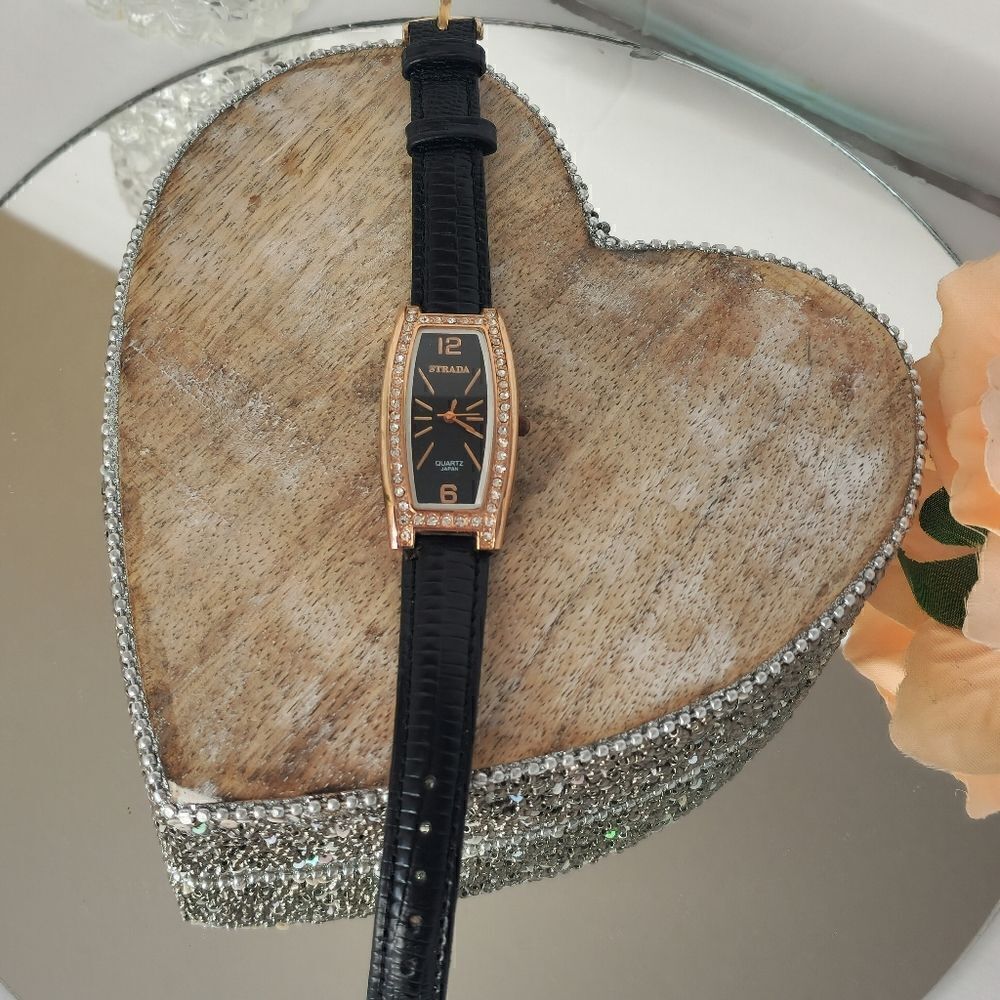 Strada rose gold rhinestone watch